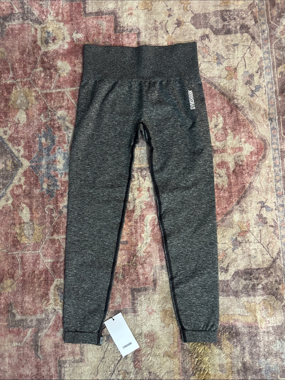 Gymshark Women’s Adapt Mark Seamless Leggings, Black/Grey, Size Medium